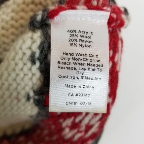 Talbots Women Nordic Fair Isle Sweater  Sz 2X Red Black Cream Wool Blend - Picture 8 of 8